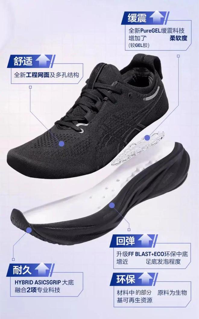 亚瑟士GEL-NIMBUS26专业跑鞋新升级减震回弹技术top级跑鞋就是爽(图8)